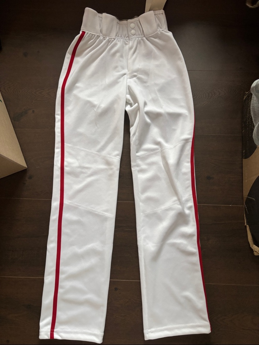 adidas White Track Pants with Red Side Stripes